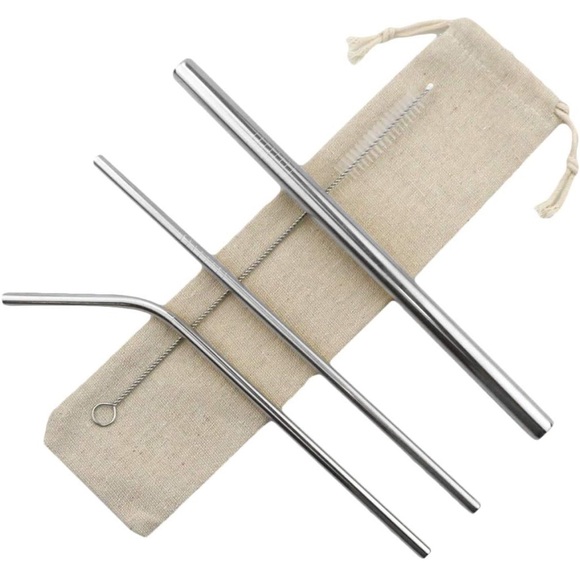 8.5" Drinking Straws Reusable 5-pcs Set 2 Straight|1 Bent|1 Brush|Bag
#0925249 - Picture 4 of 5